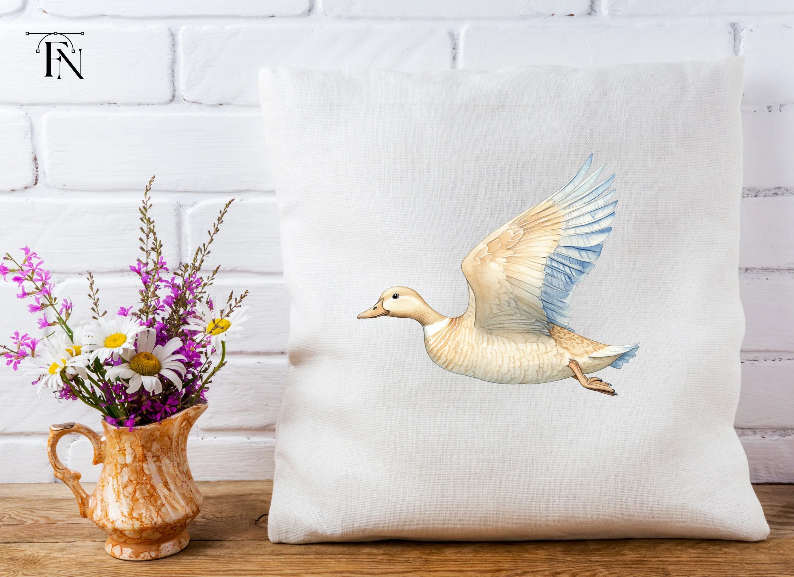 Flying White Ducks Clipart Bundle