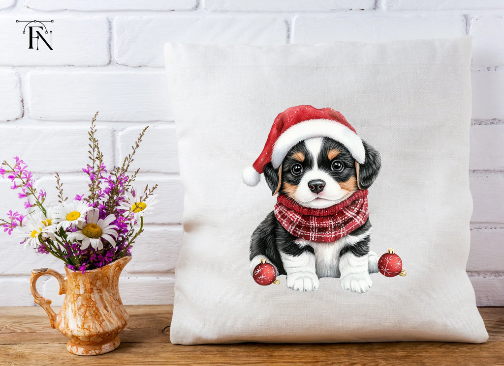 Festive Puppy Christmas Ornaments Clipart Bundle