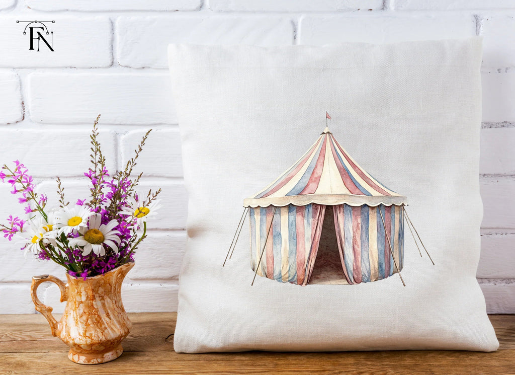 Classic Red and Blue Circus Tent Clipart Bundle