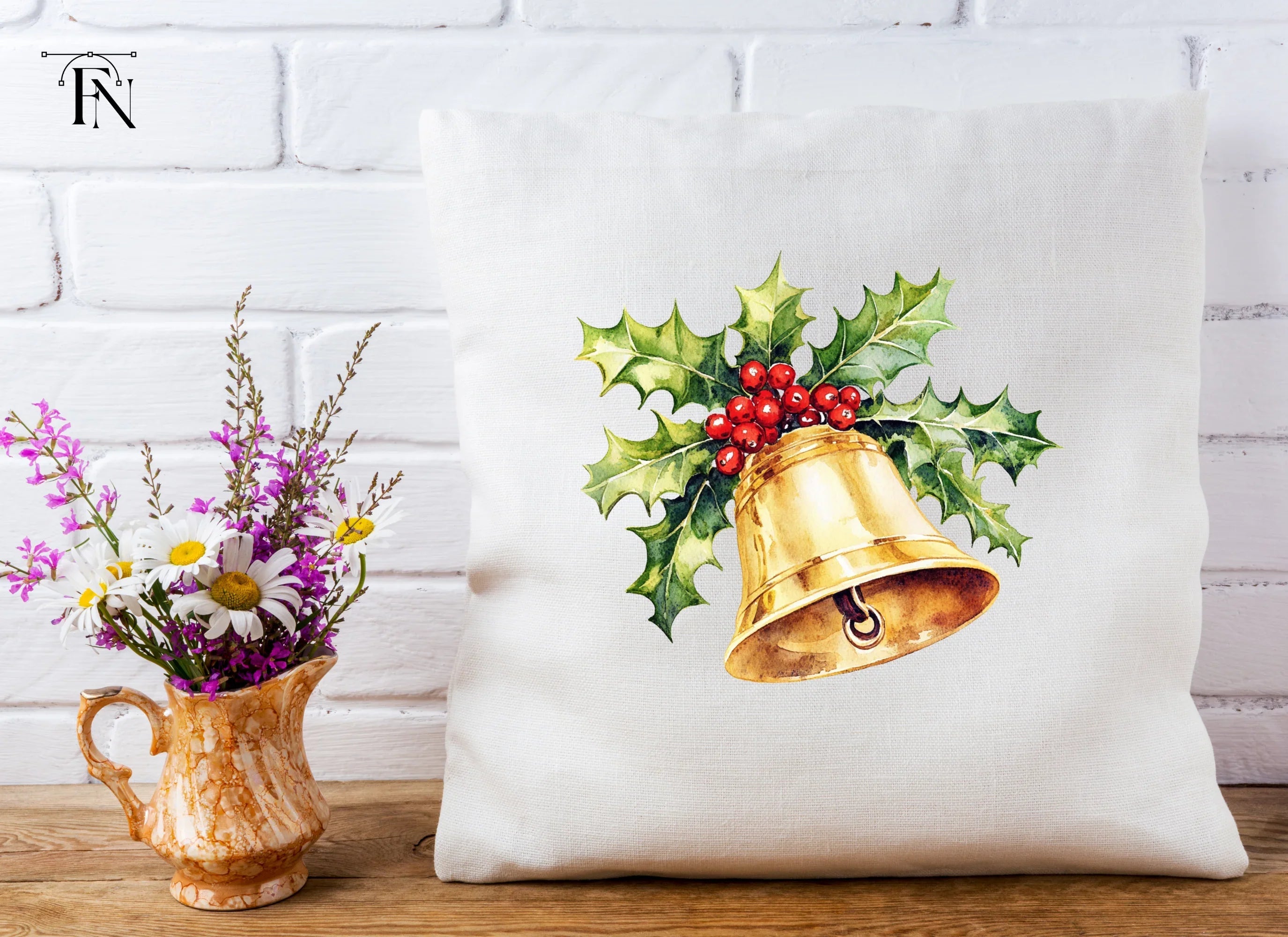 Christmas Bells and Holly Clipart Bundle