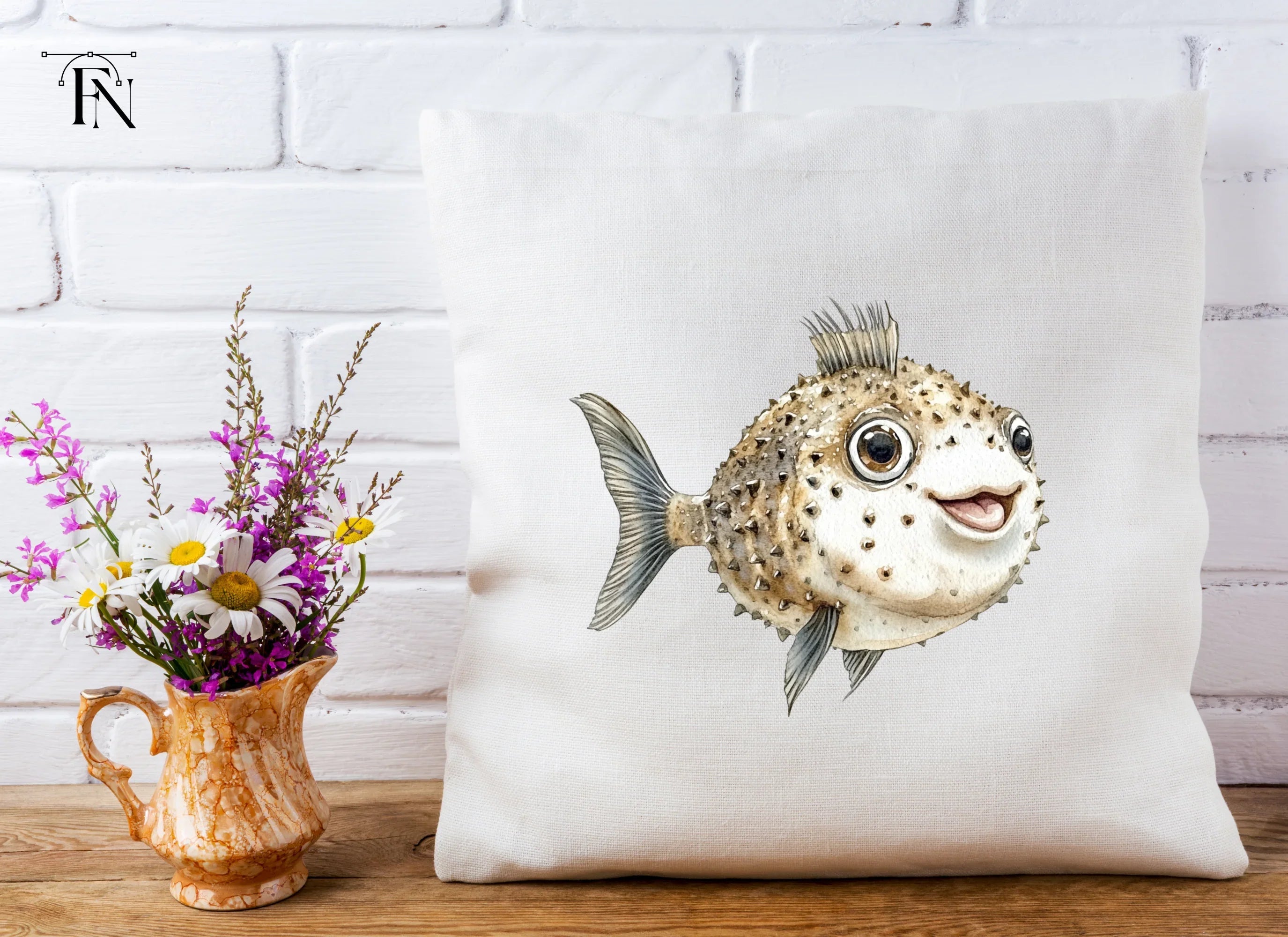 Cute Spiky Pufferfish Clipart Bundle