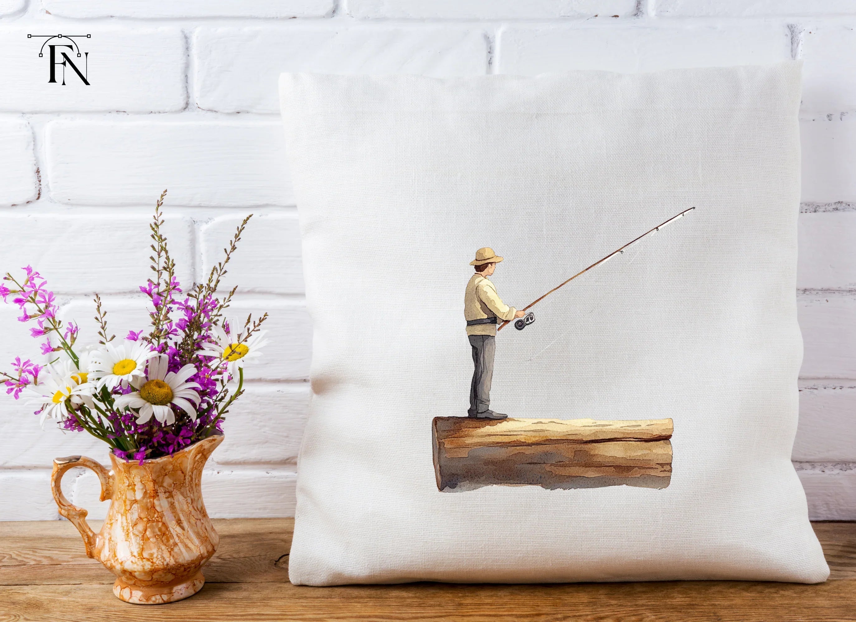 Fisherman on Log Clipart Bundle