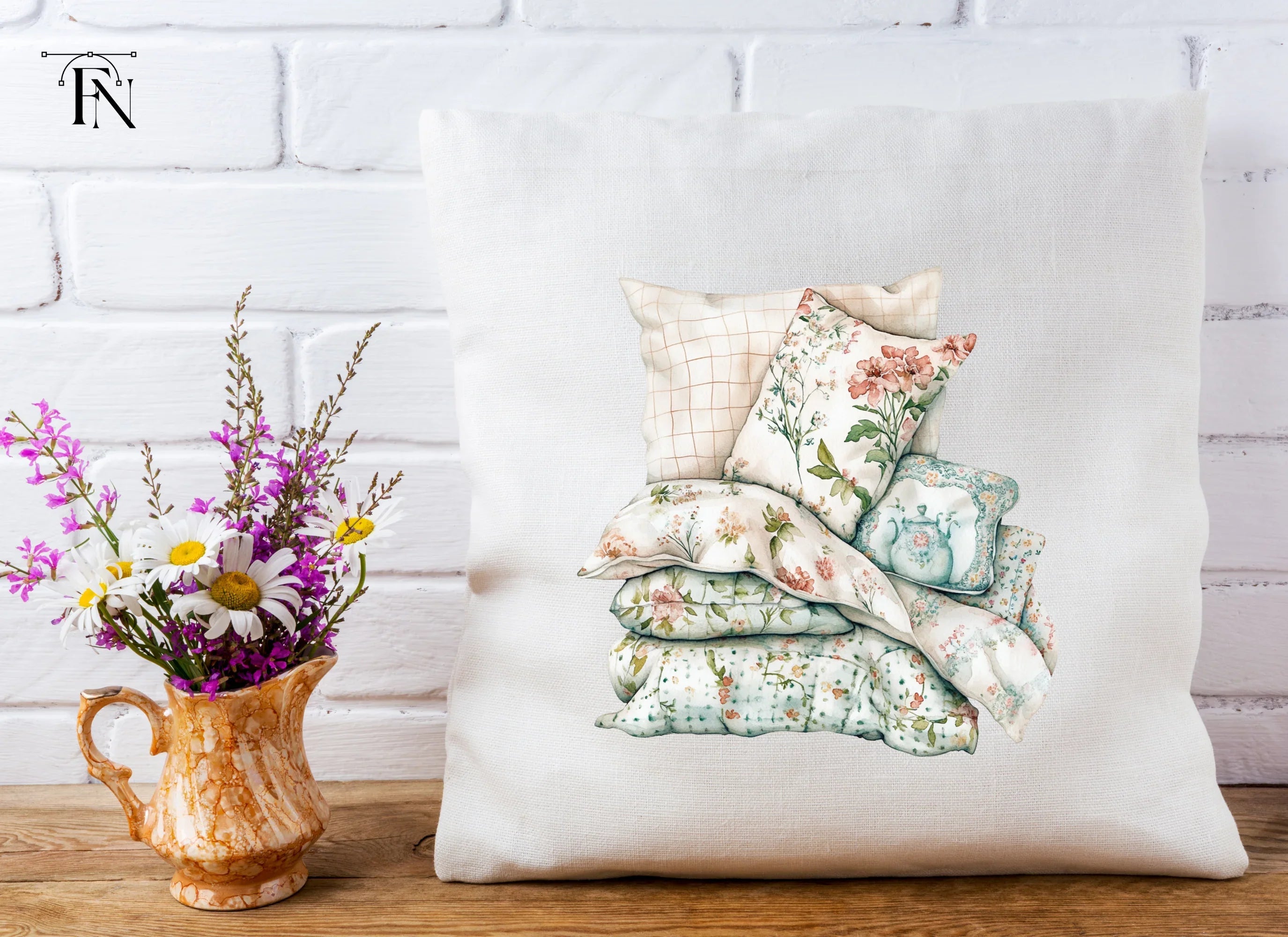 Floral Pillows Clipart Bundle
