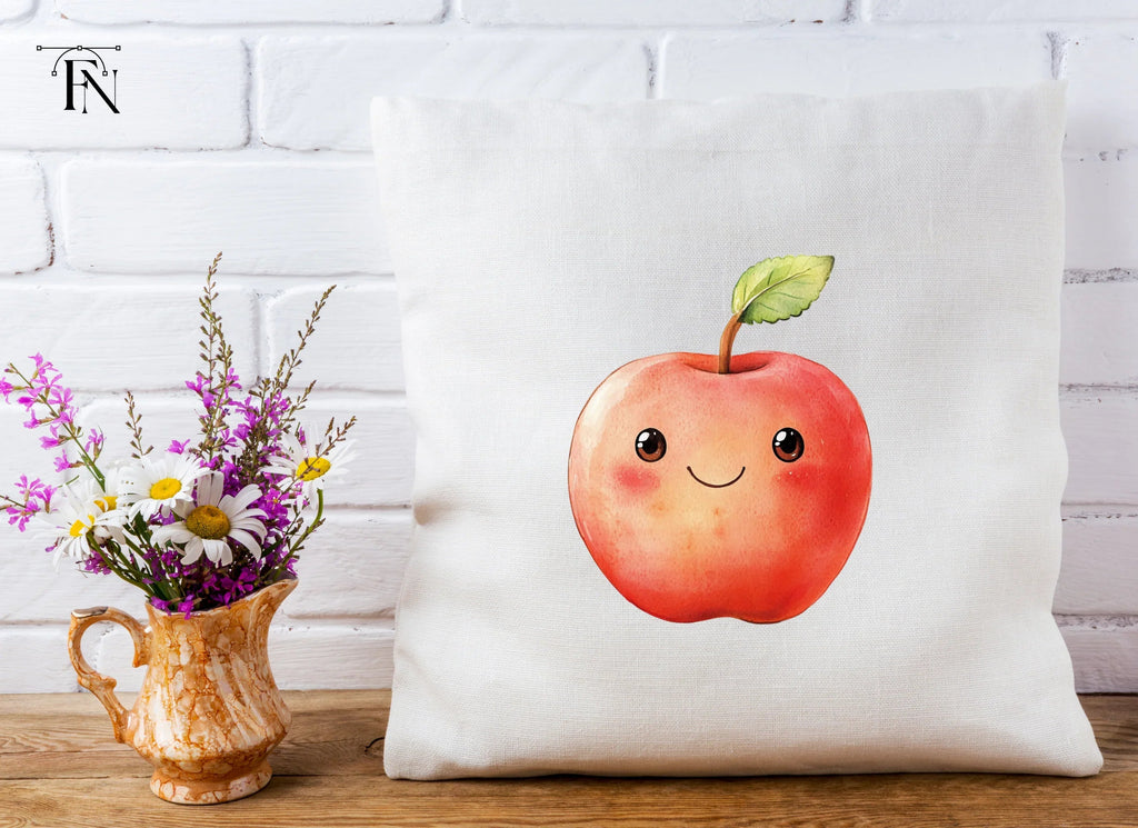 Cute Kawaii Red Apple Clipart Bundle