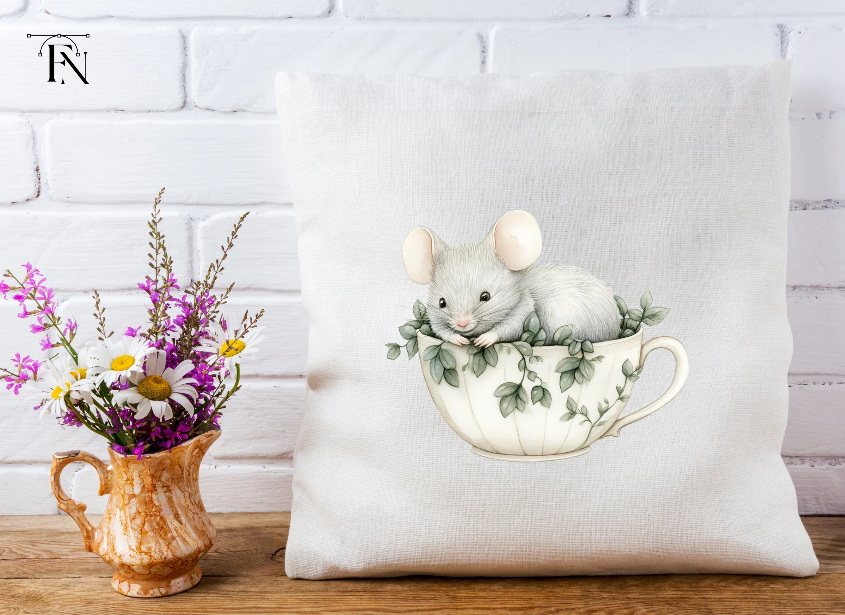 Sleeping Mice in Teacups Clipart Bundle