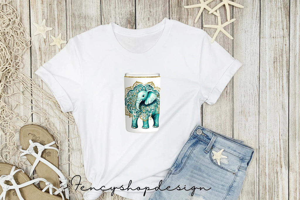 Boho Mandala Elephant Tumbler Clipart Bundle