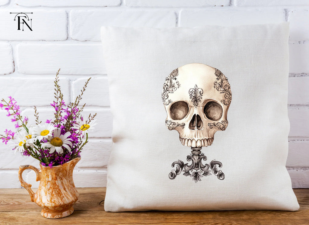 Ornate Floral Skull Clipart Bundle