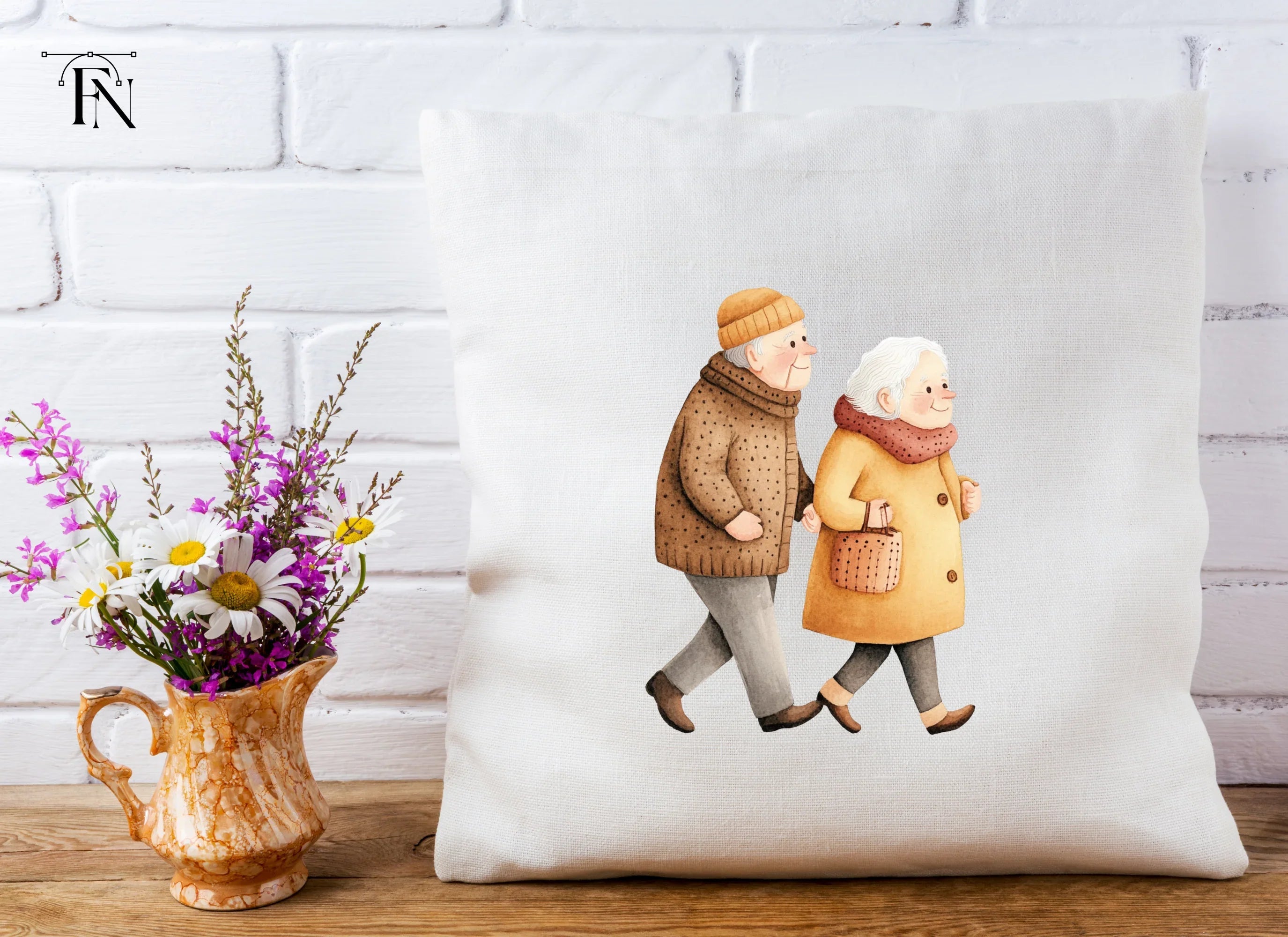 Elderly Couple Walking Clipart Bundle