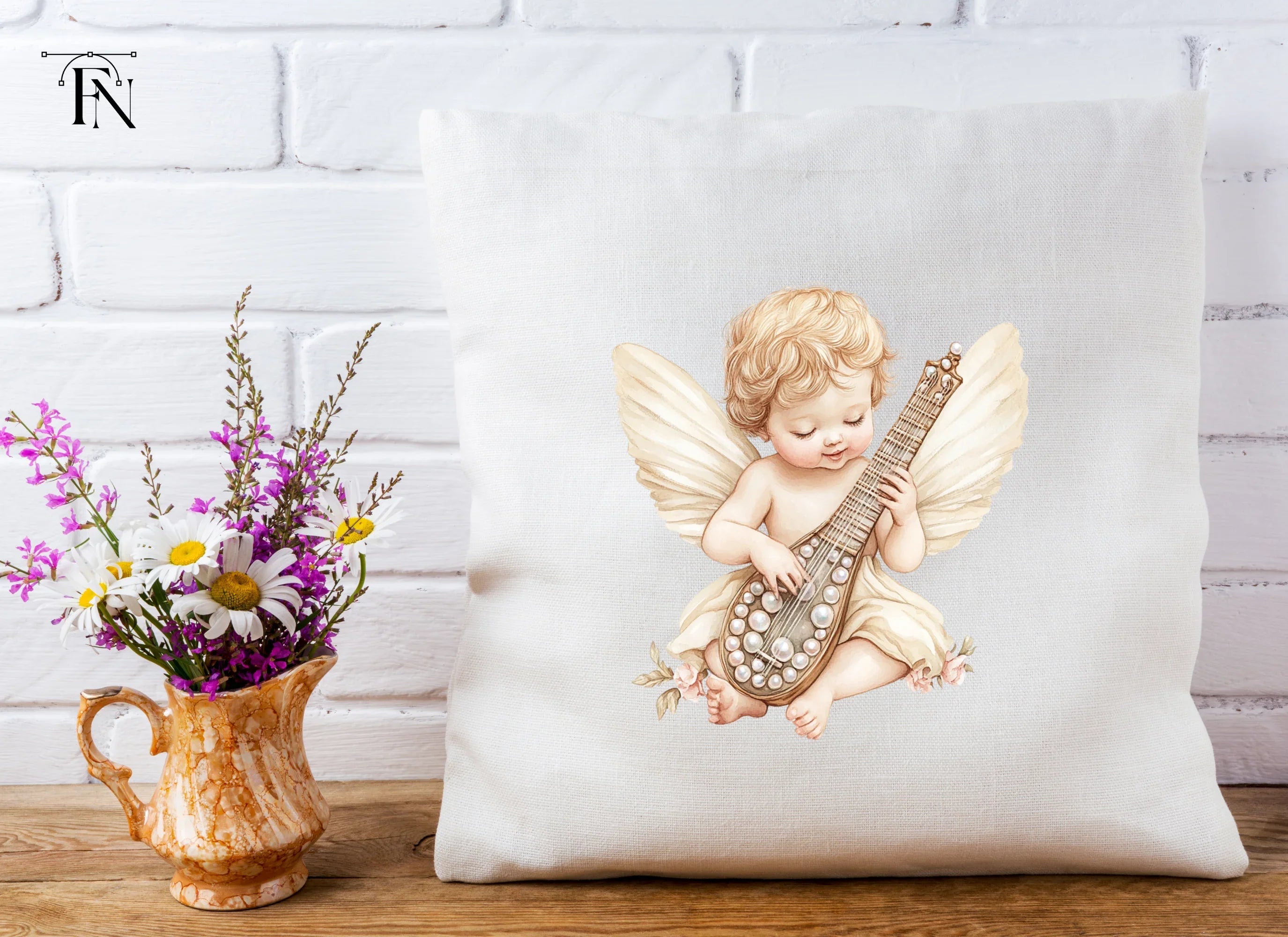 Cute Cherubs Playing Musical Instruments Clipart Bundle