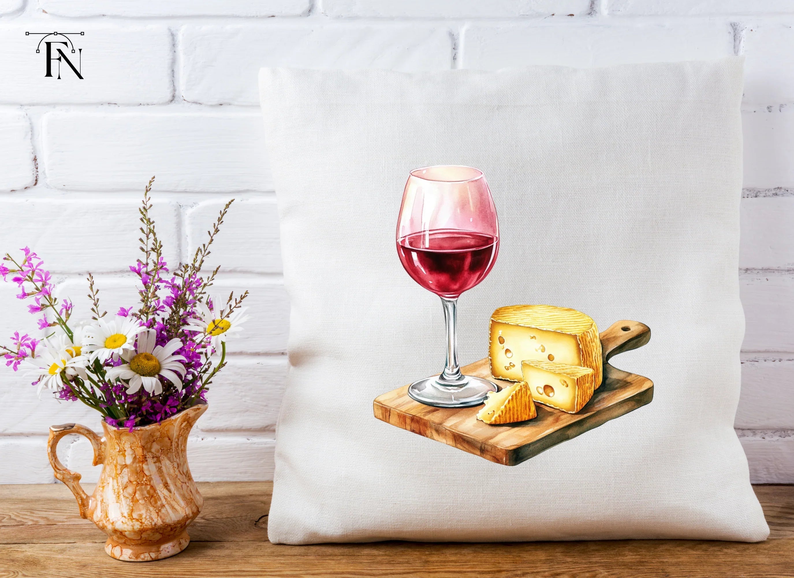 Red Wine and Cheese Board Clipart Bundle