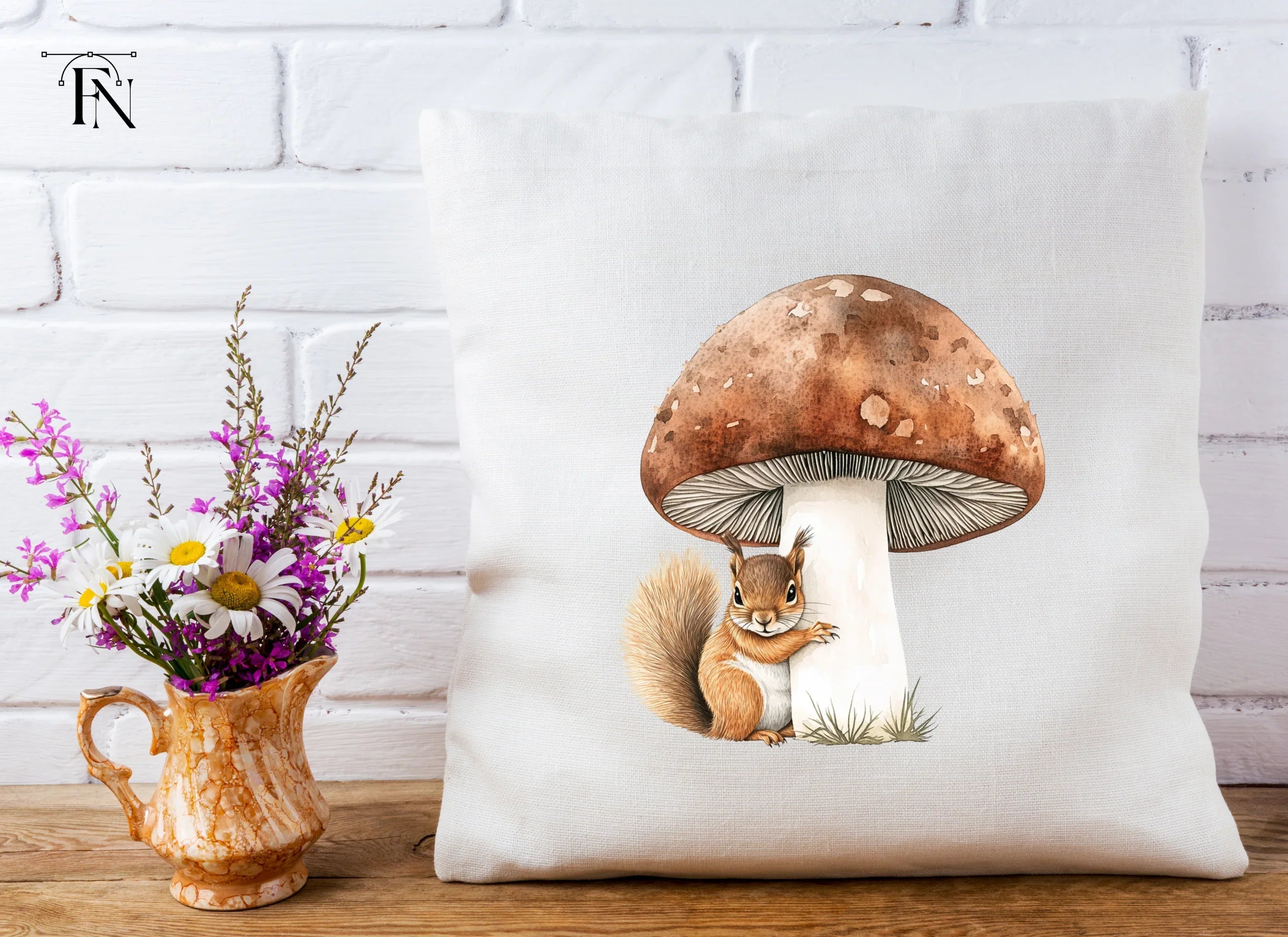 Cute Squirrels and Mushrooms Clipart Bundle