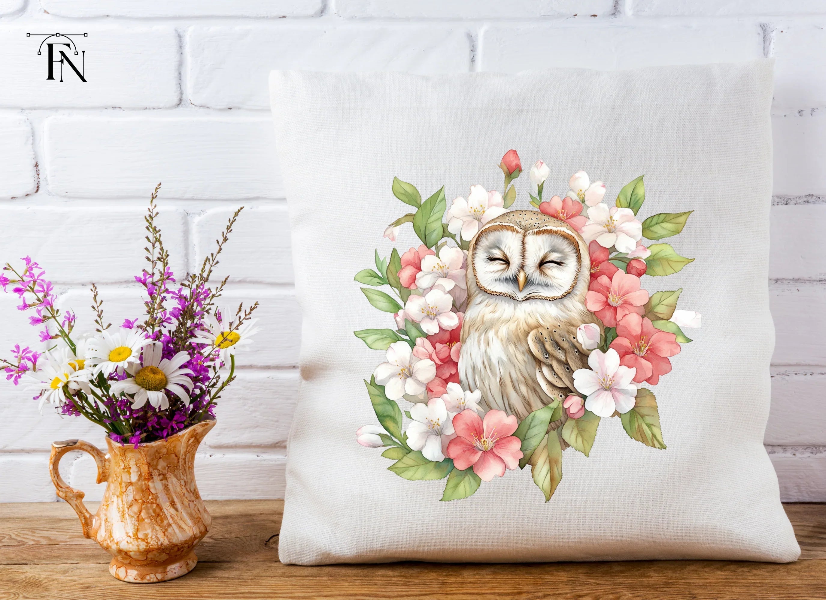 Floral Barn Owl Clipart Bundle