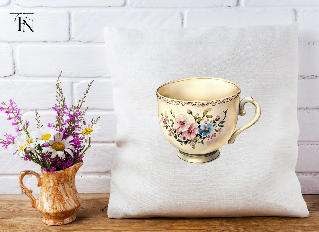 Vintage Floral Teacups Clipart Bundle