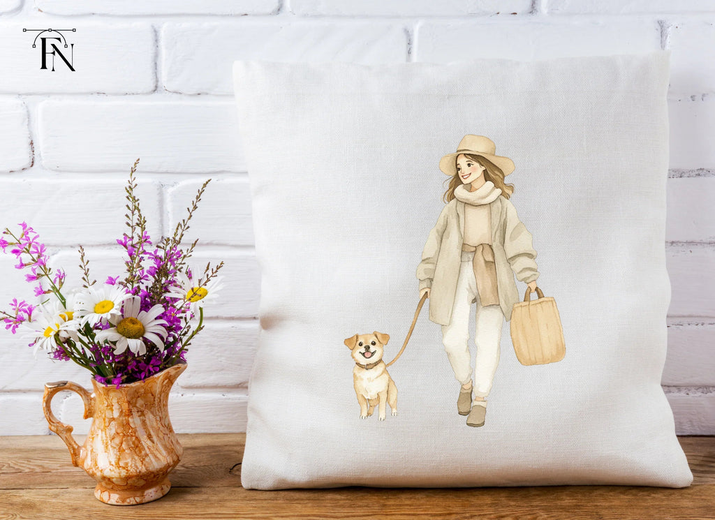 Woman Walking Dog Clipart Bundle