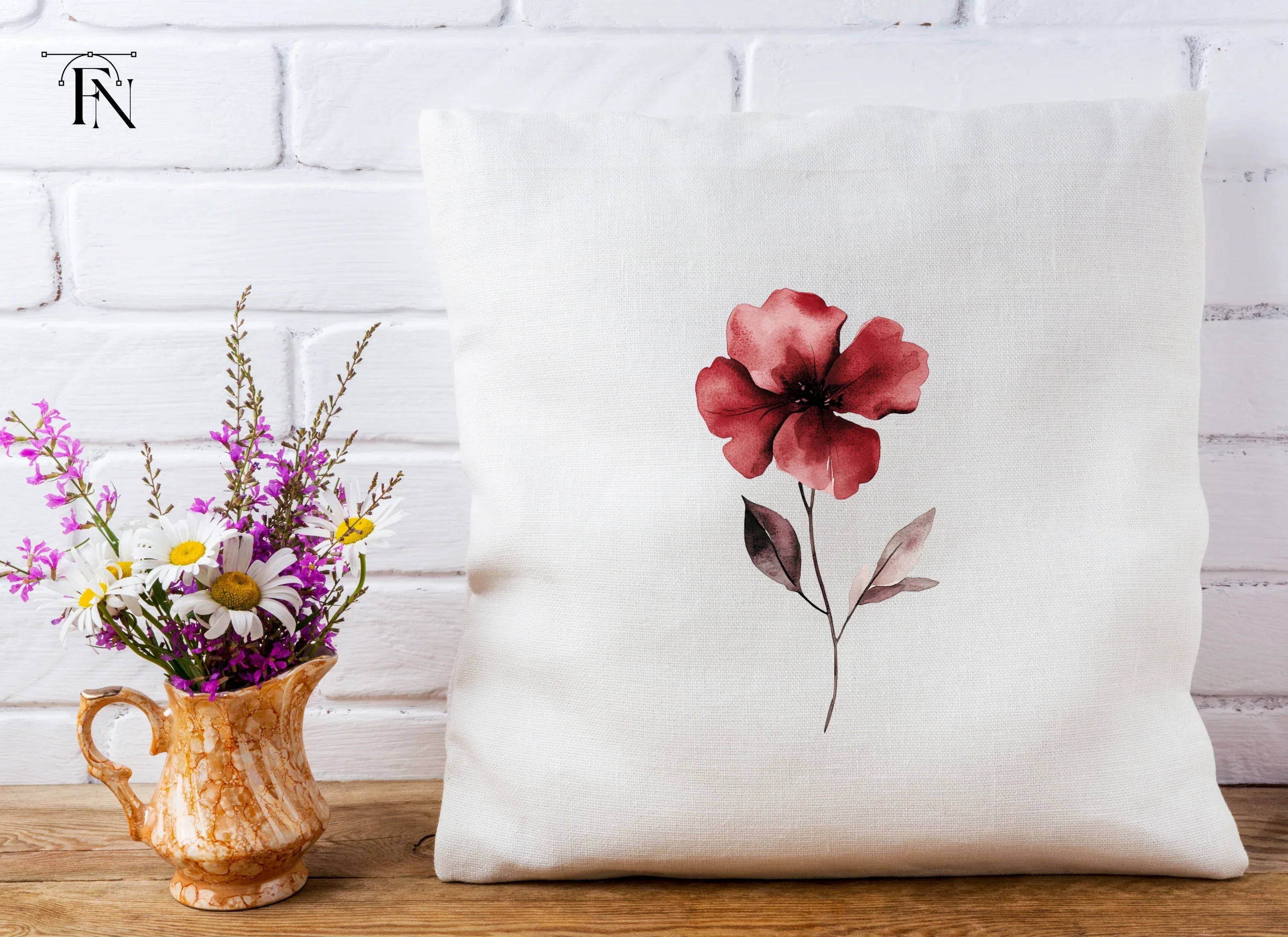 Deep Red Botanical Clipart Bundle