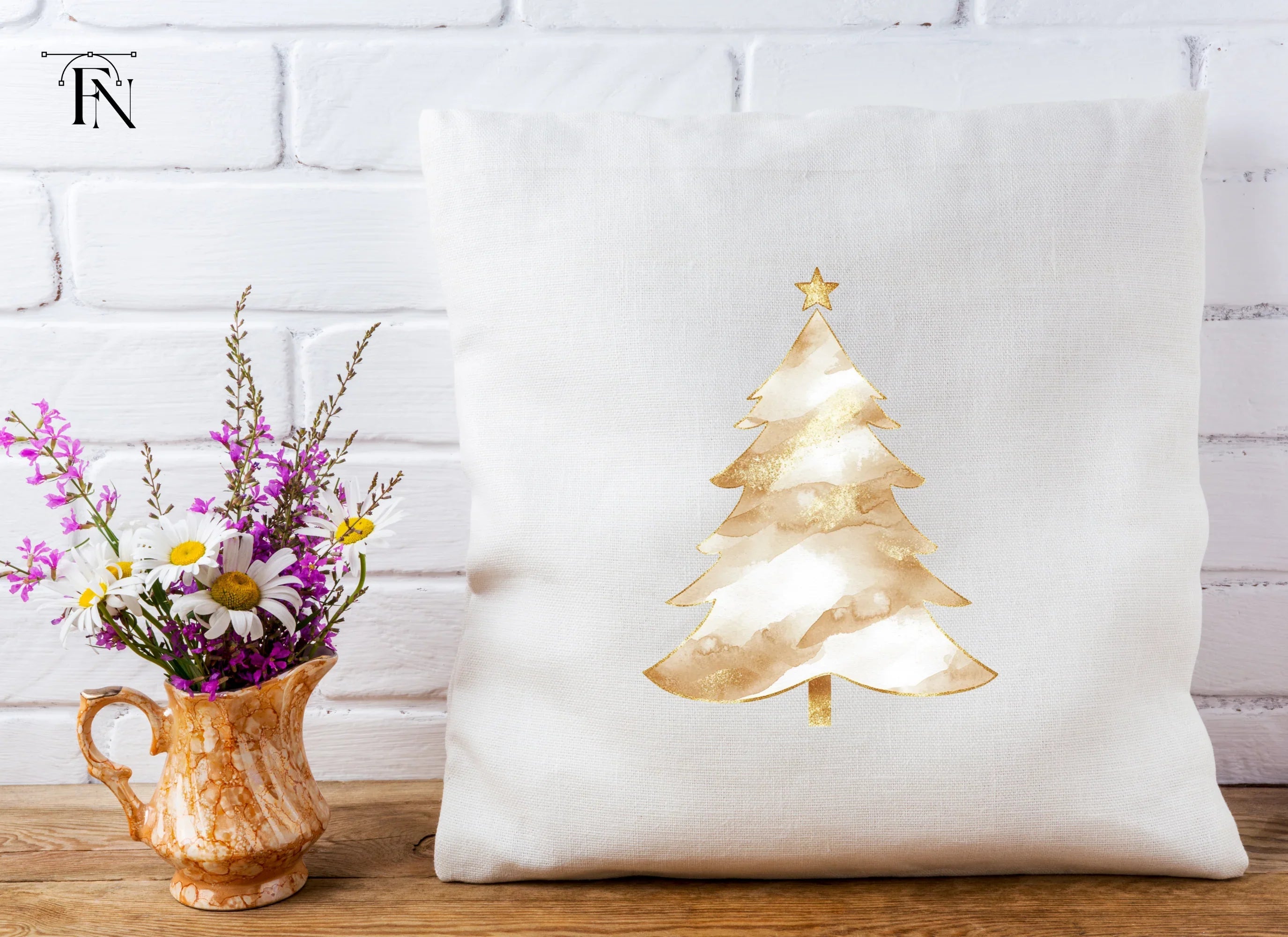 Sparkling Gold Christmas Tree Clipart Bundle