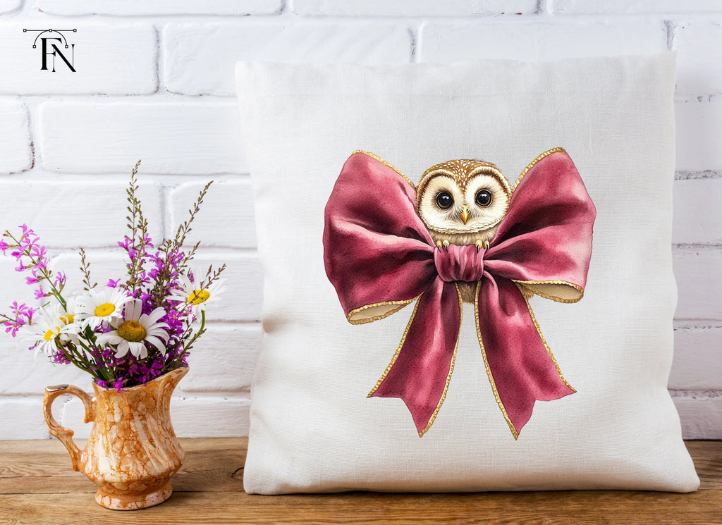 Cute Owl with Pink Bow Clipart Bundle