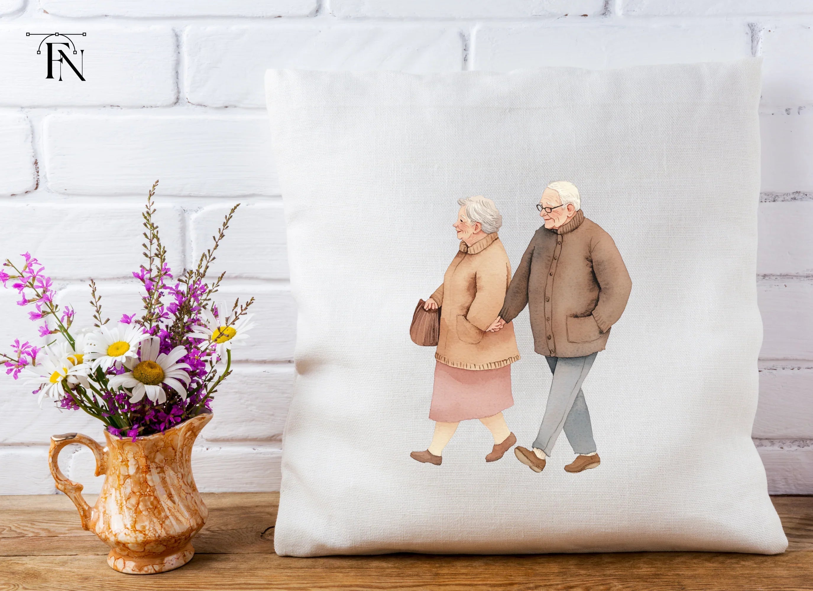 Walking Elderly Couple Clipart Bundle