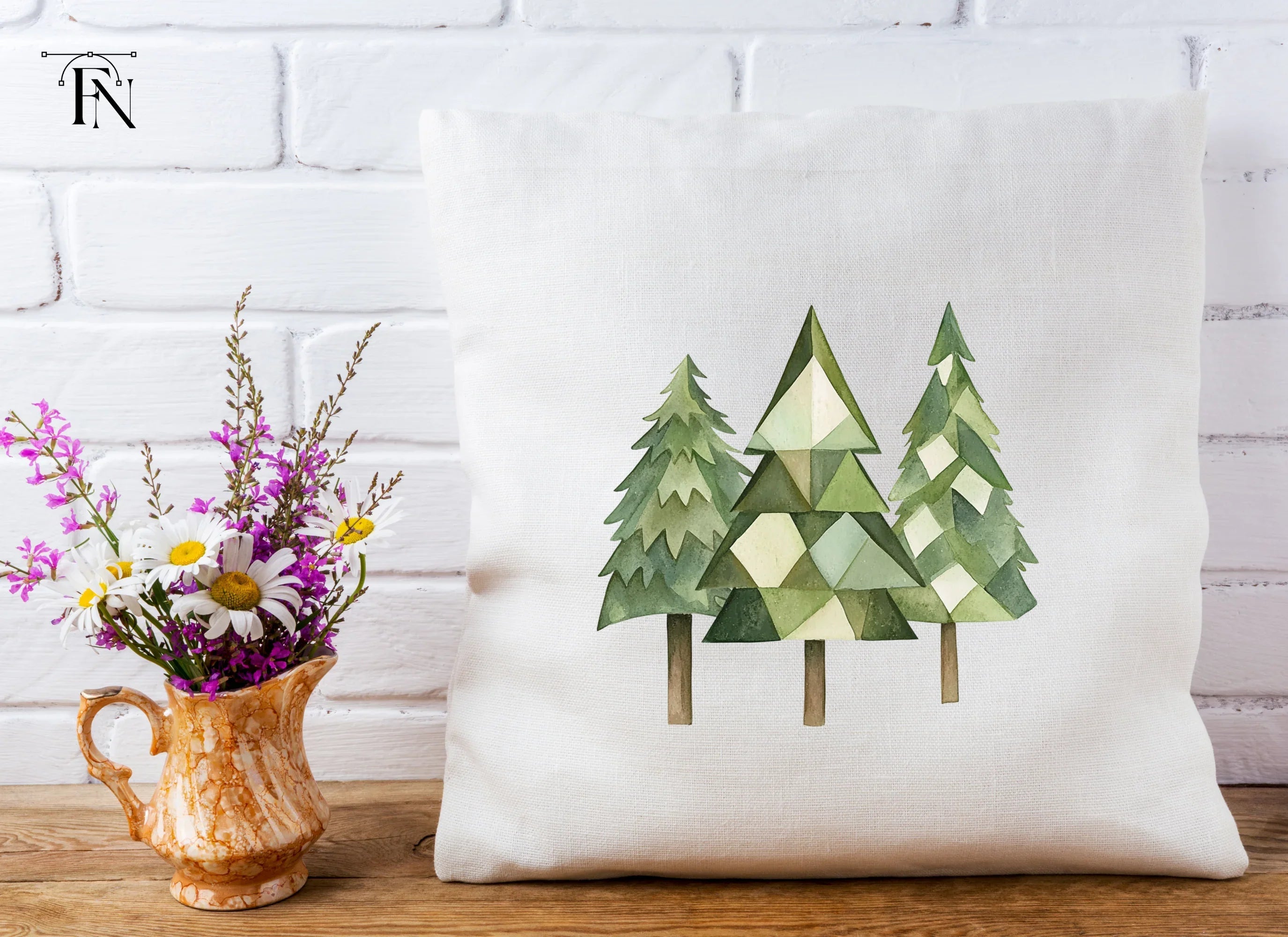 Geometric Christmas Trees Clipart Bundle