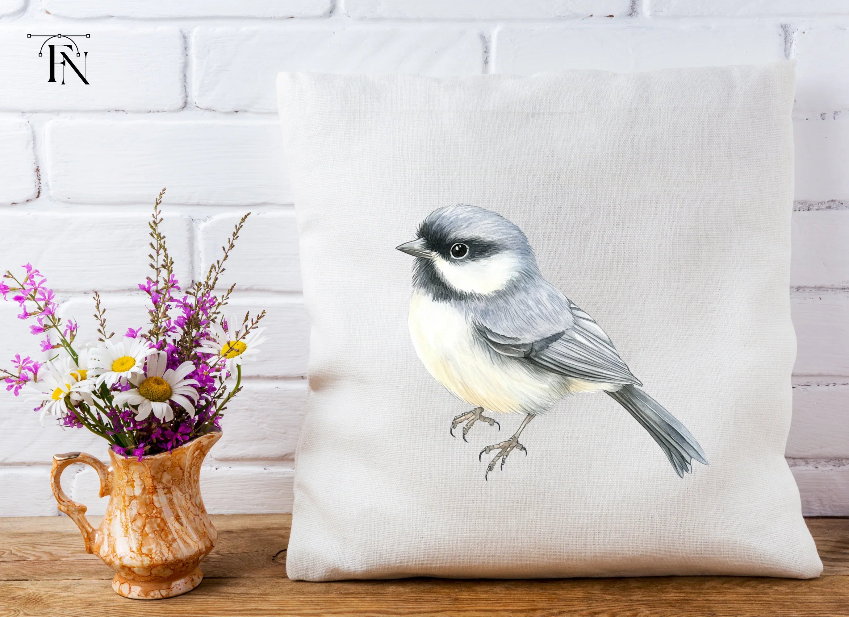 Elegant Grey Chickadee Bird Clipart Bundle