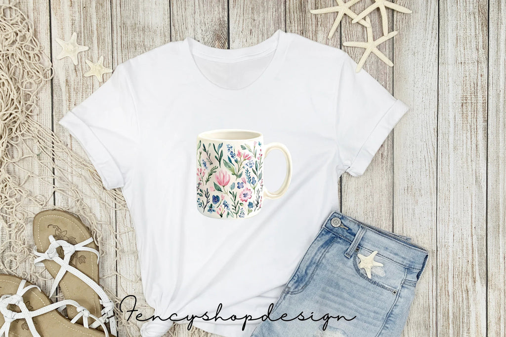 Charming Floral Mugs Clipart Bundle