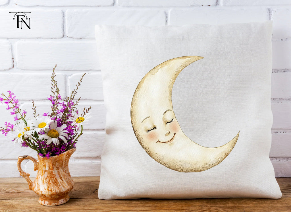 Crescent Moon Faces Clipart Bundle