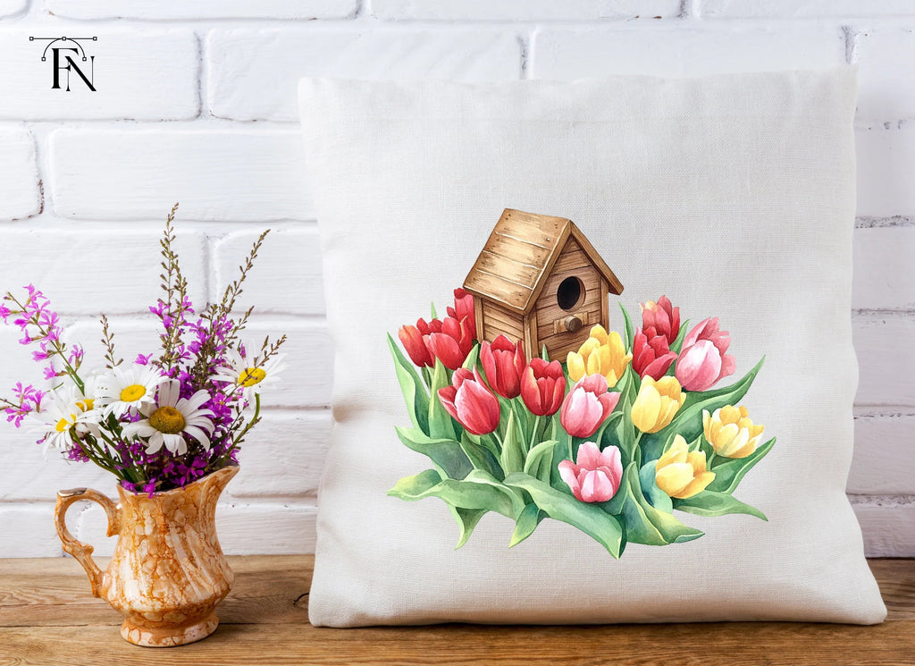 Birdhouse and Tulip Clipart Bundle