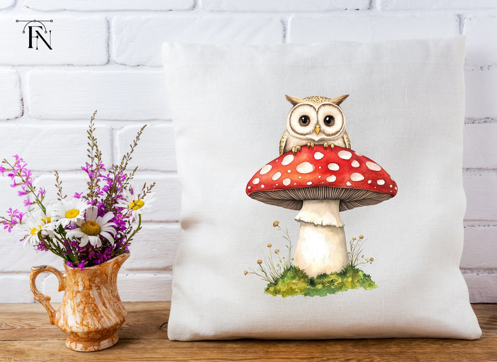 Whimsical Owls on Mushroom Clipart Bundle