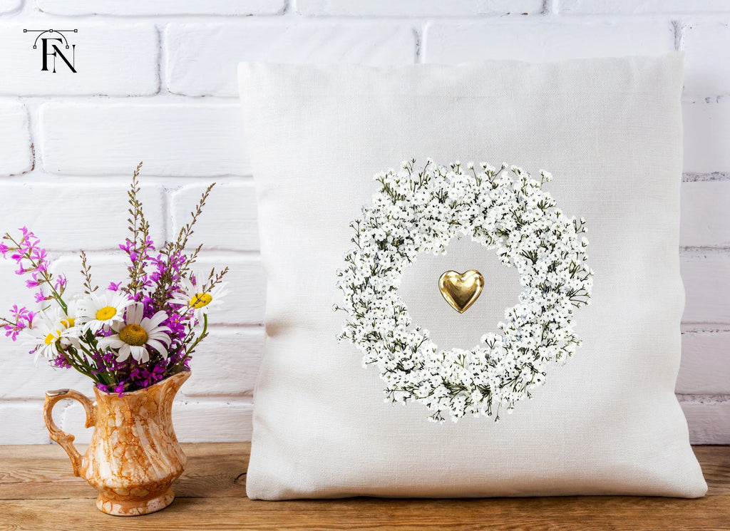 Baby Breath Wreath Gold Heart Clipart Bundle