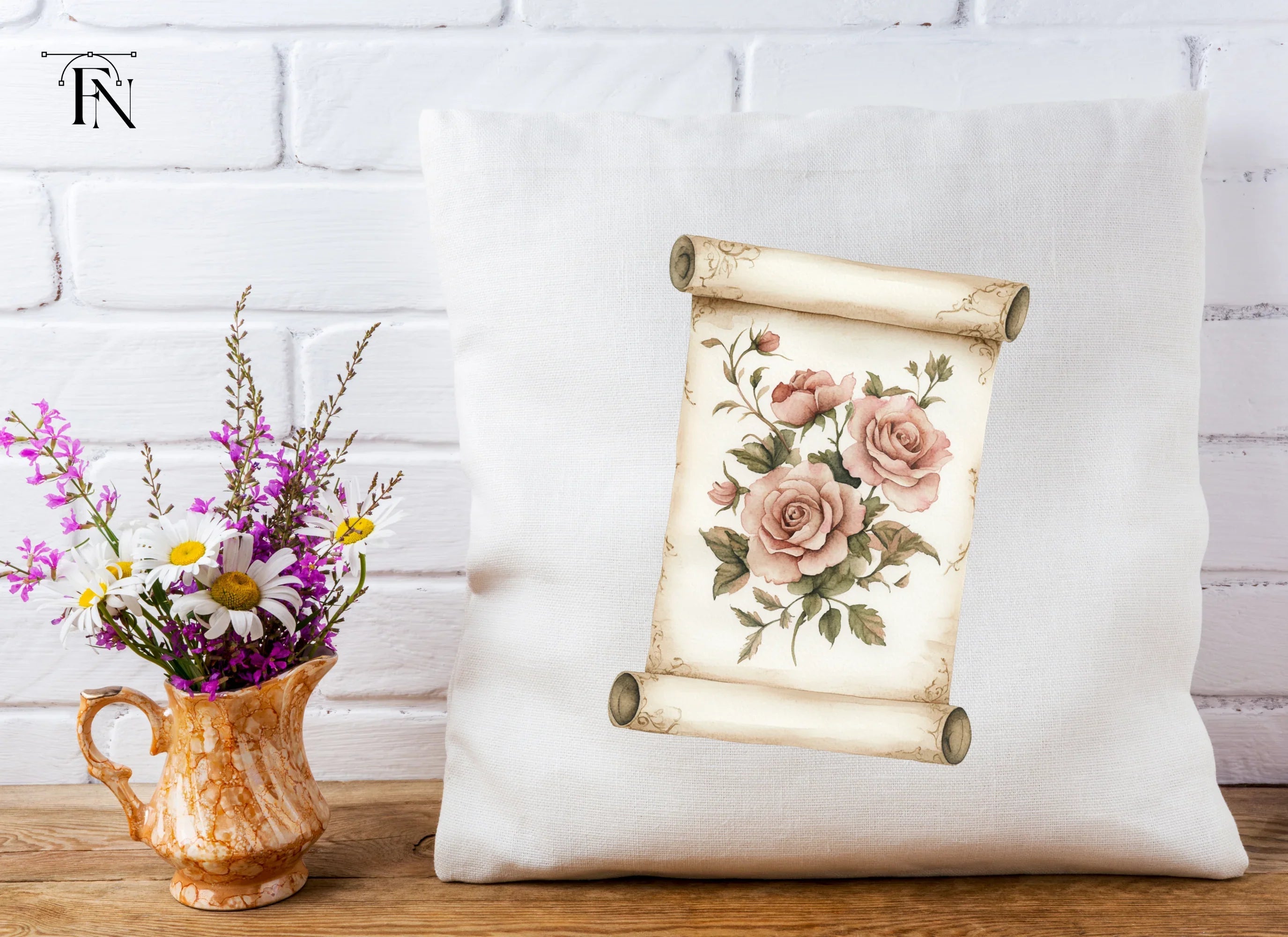Vintage Rose Scroll Clipart Bundle