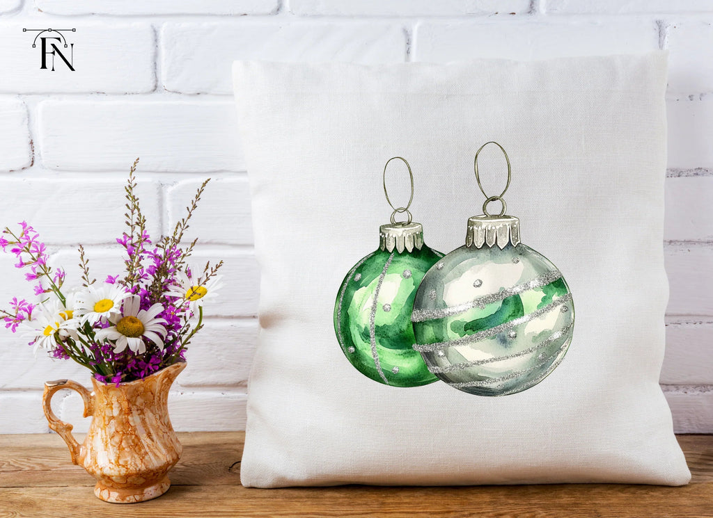 Green Christmas Ornaments Clipart Bundle