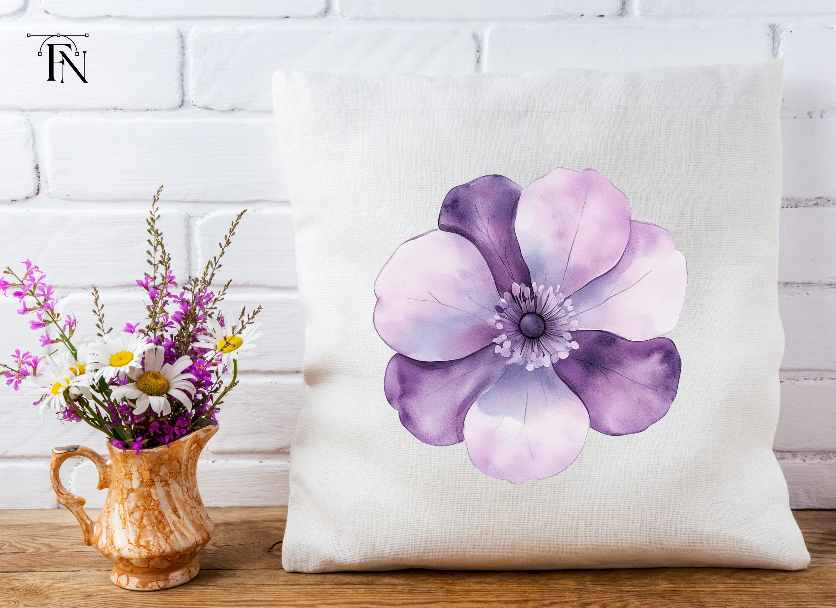 Elegant Purple Anemone Flower Clipart Bundle