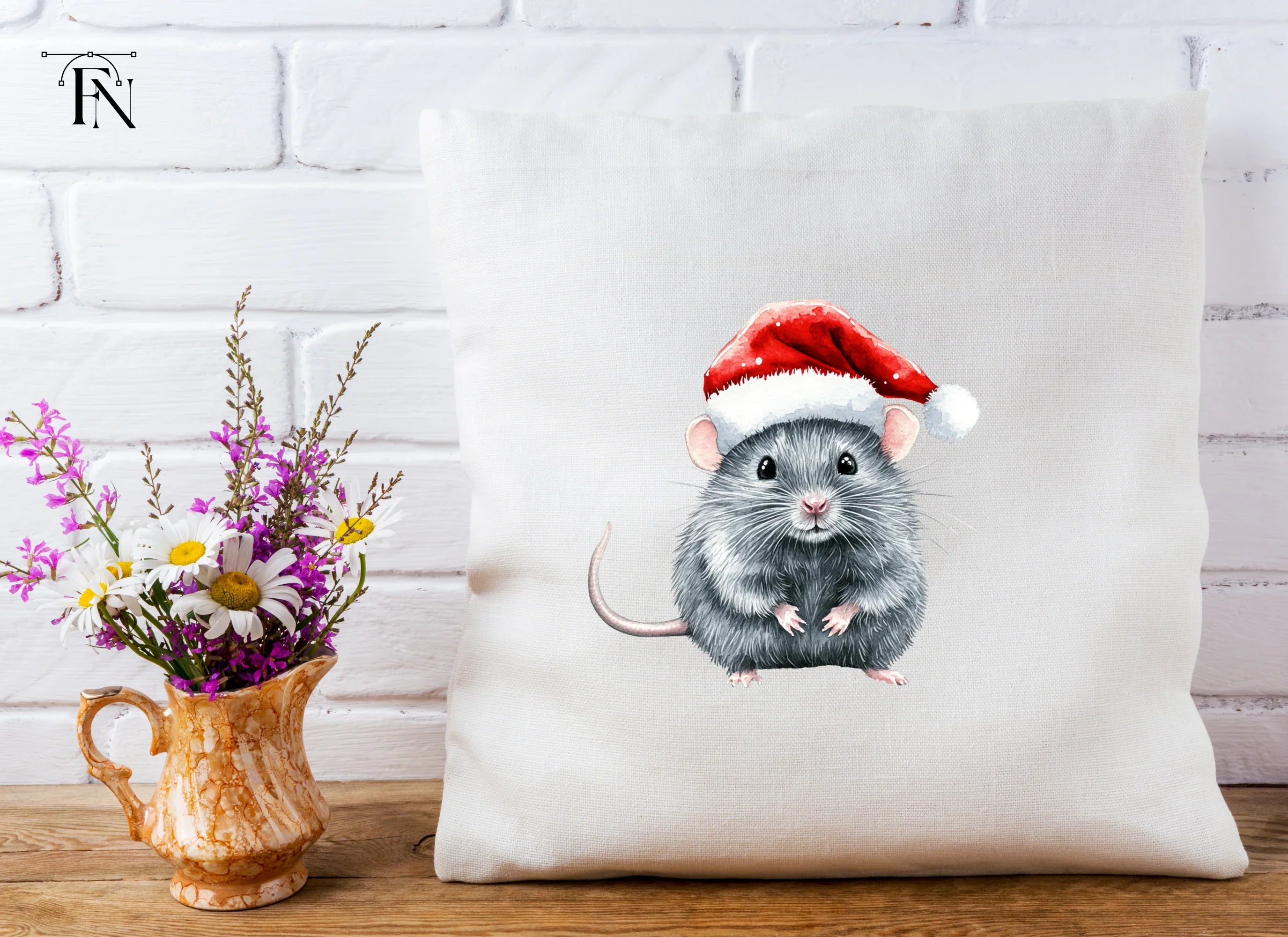 Christmas Mice with Santa Hats Clipart Bundle