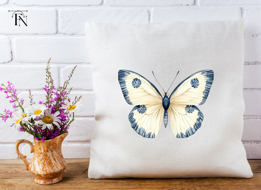 Elegant Blue and Cream Butterfly Clipart Bundle