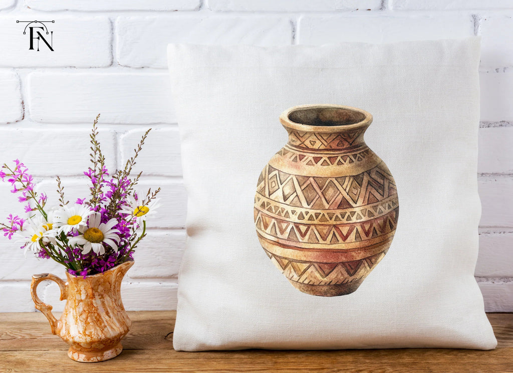 Hand Painted Tribal Clay Pots Clipart Bundle