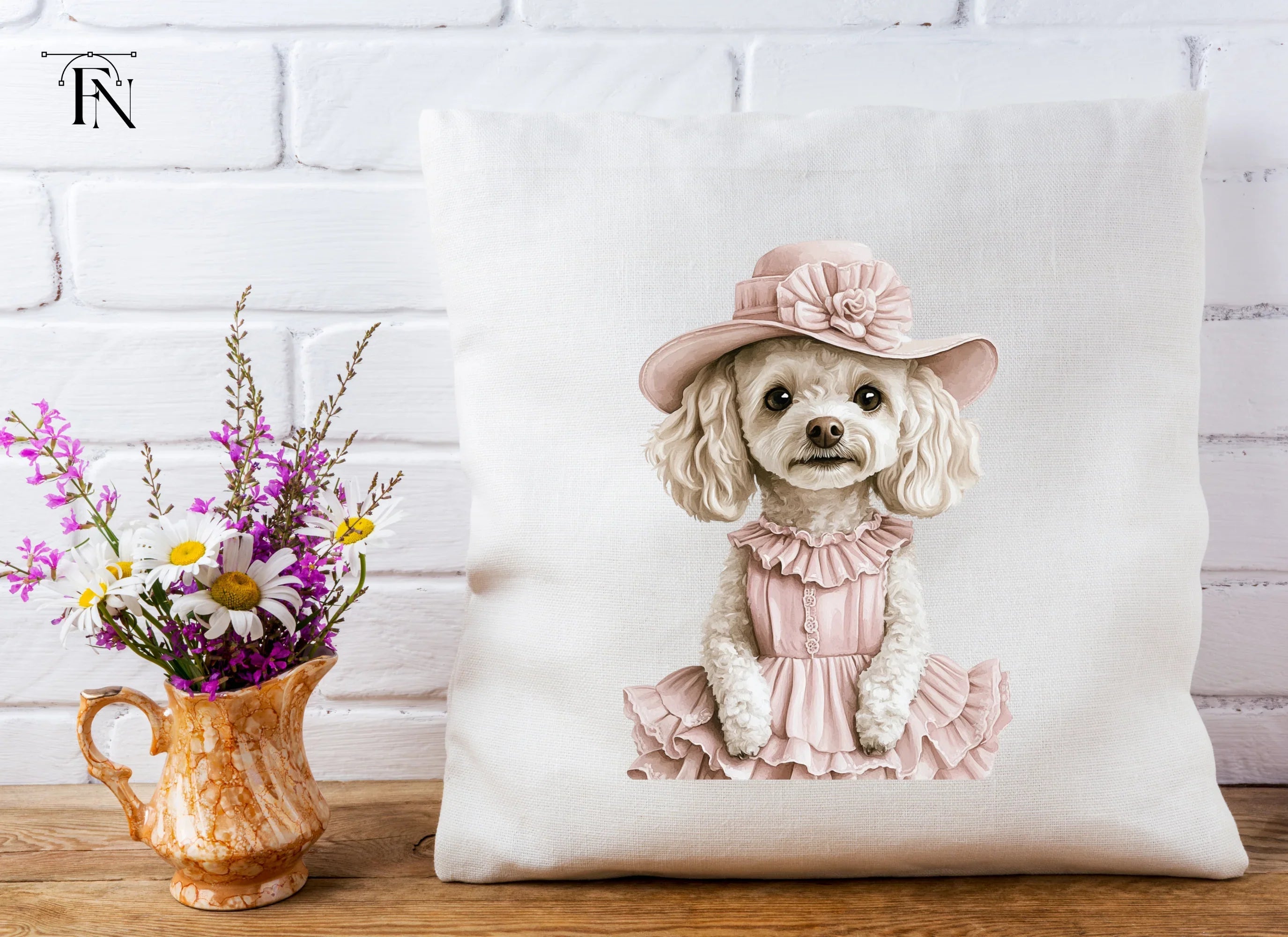 Elegant Poodle Dogs in Pink Dresses Clipart Bundle