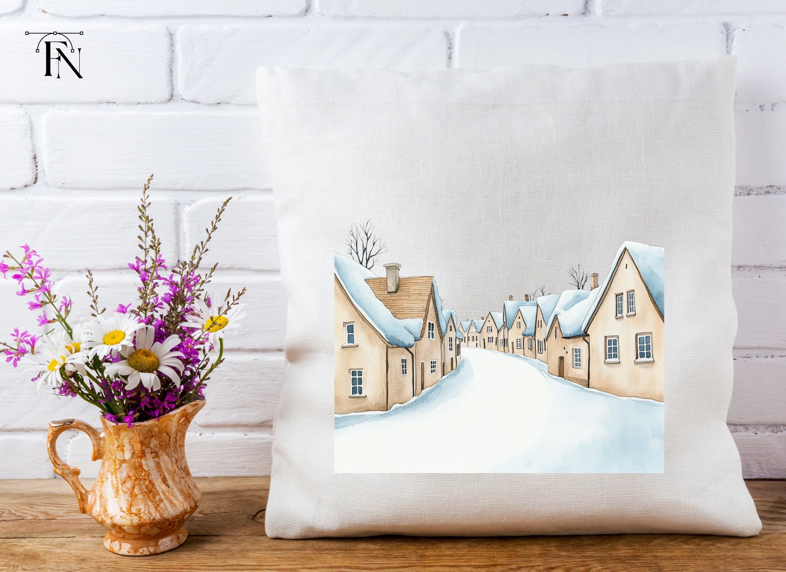 Snowy Village Street Clipart Bundle