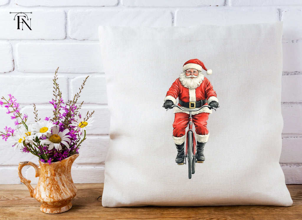 Santa Claus Riding Bicycle Clipart Bundle