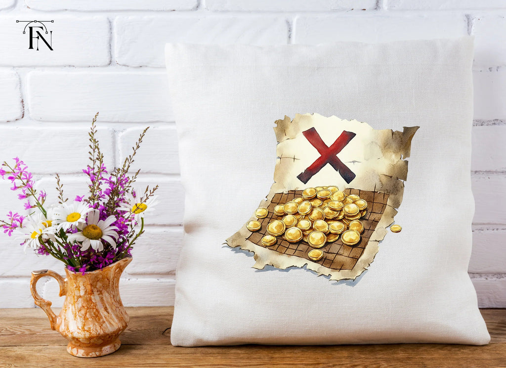 Pirate Treasure Map and Gold Coins Clipart Bundle