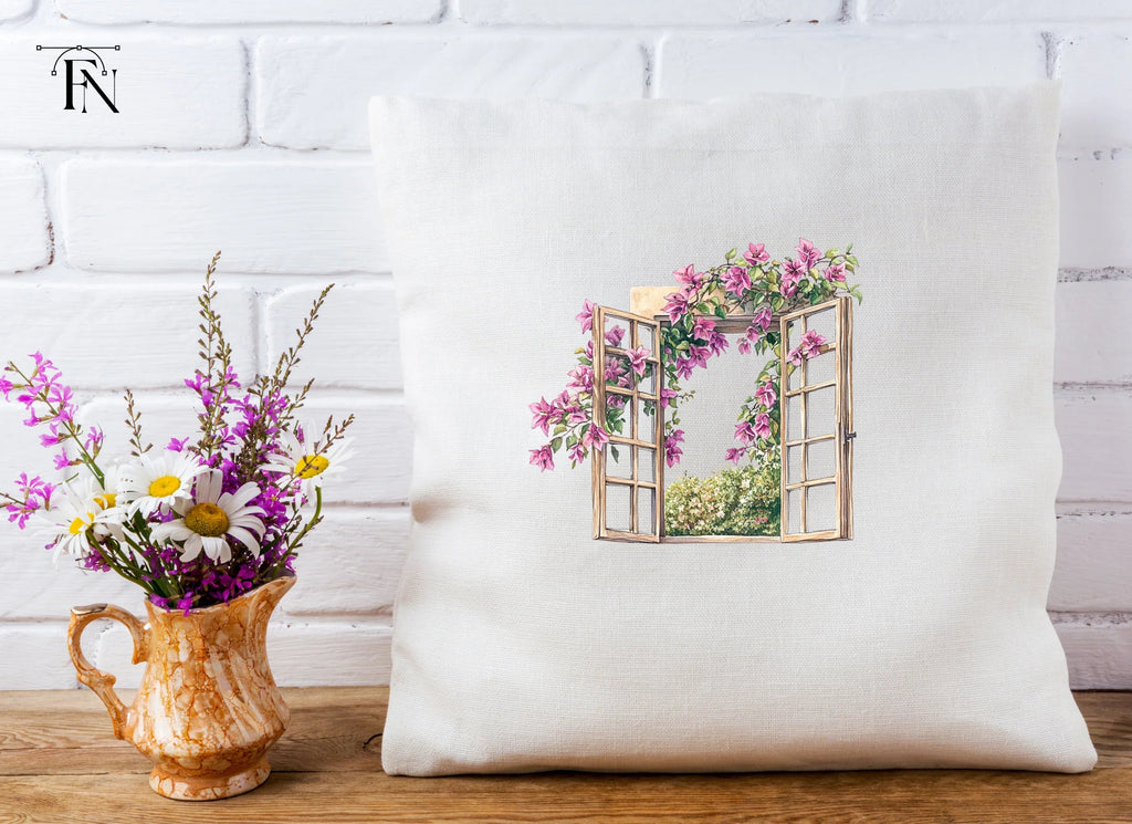 Open Window with Bougainvillea Clipart Bundle