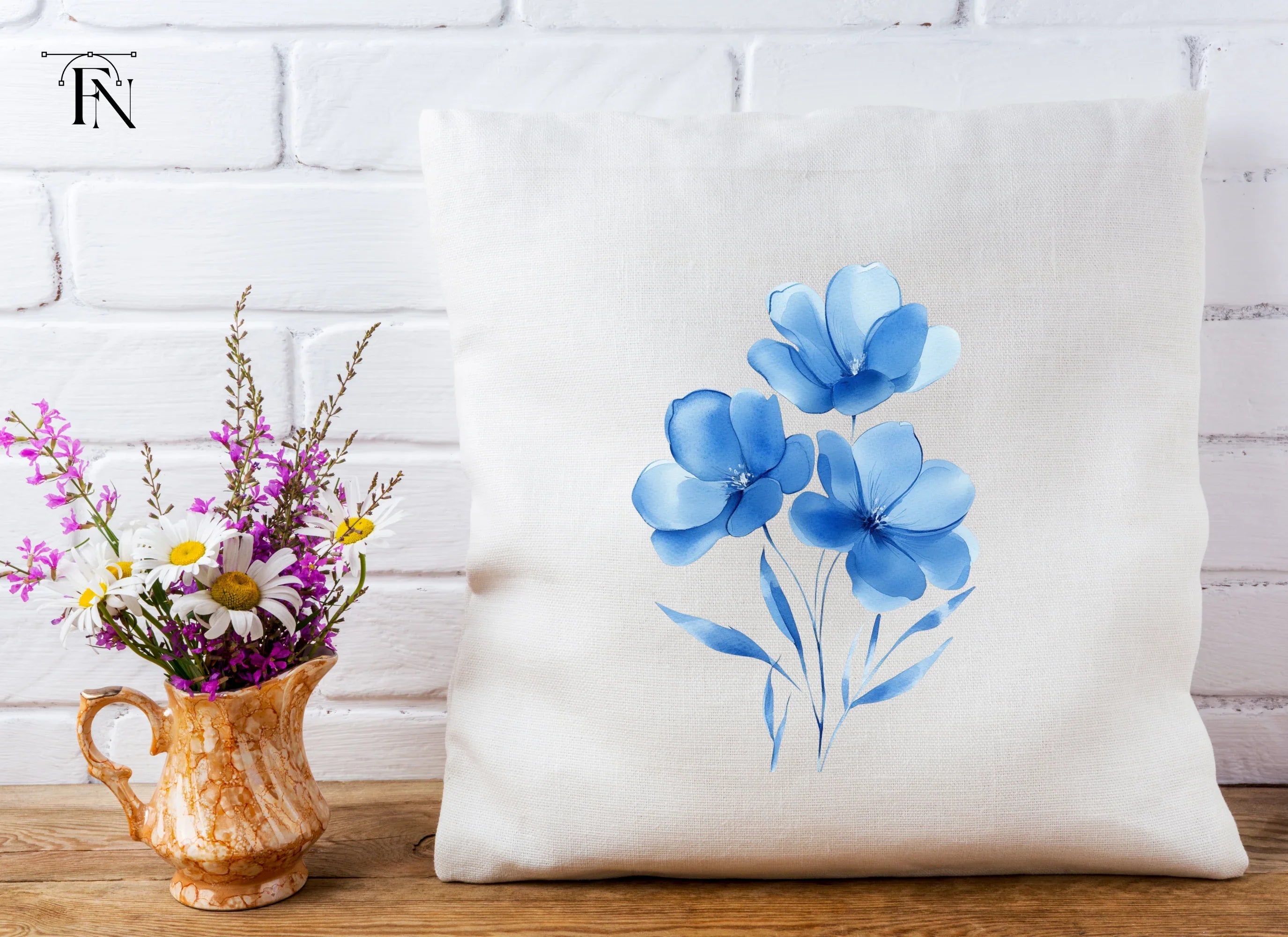 Elegant Blue Floral Clipart Bundle