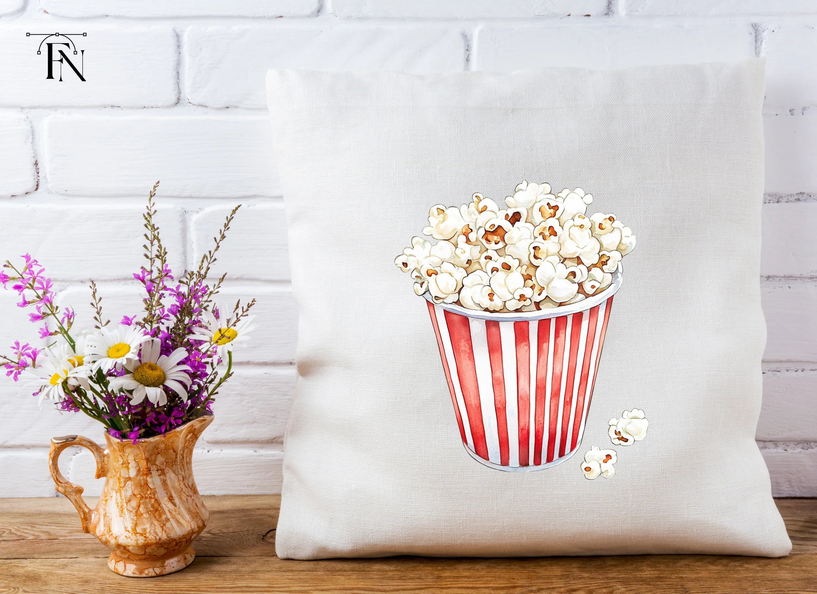 Striped Popcorn Buckets Clipart Bundle