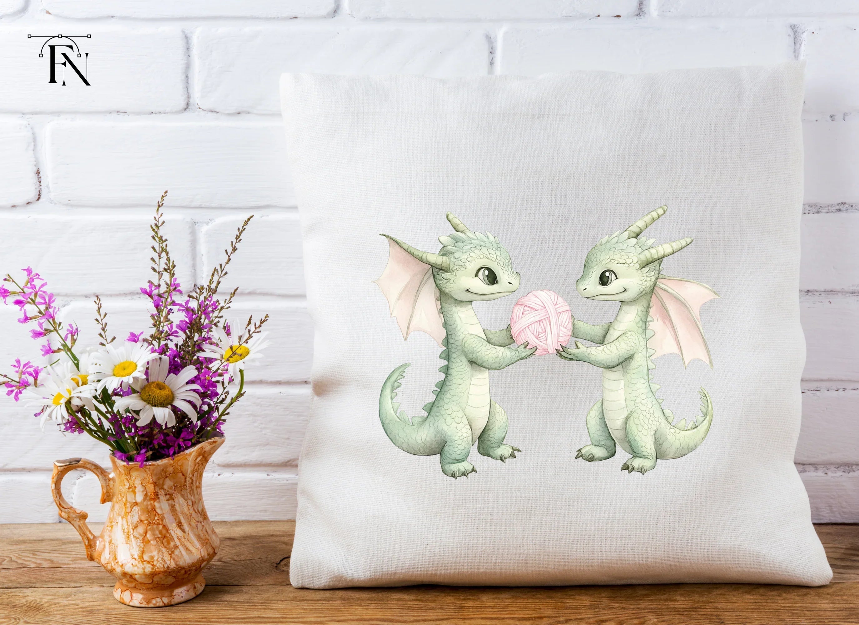 Cute Baby Dragon Yarn Clipart Bundle