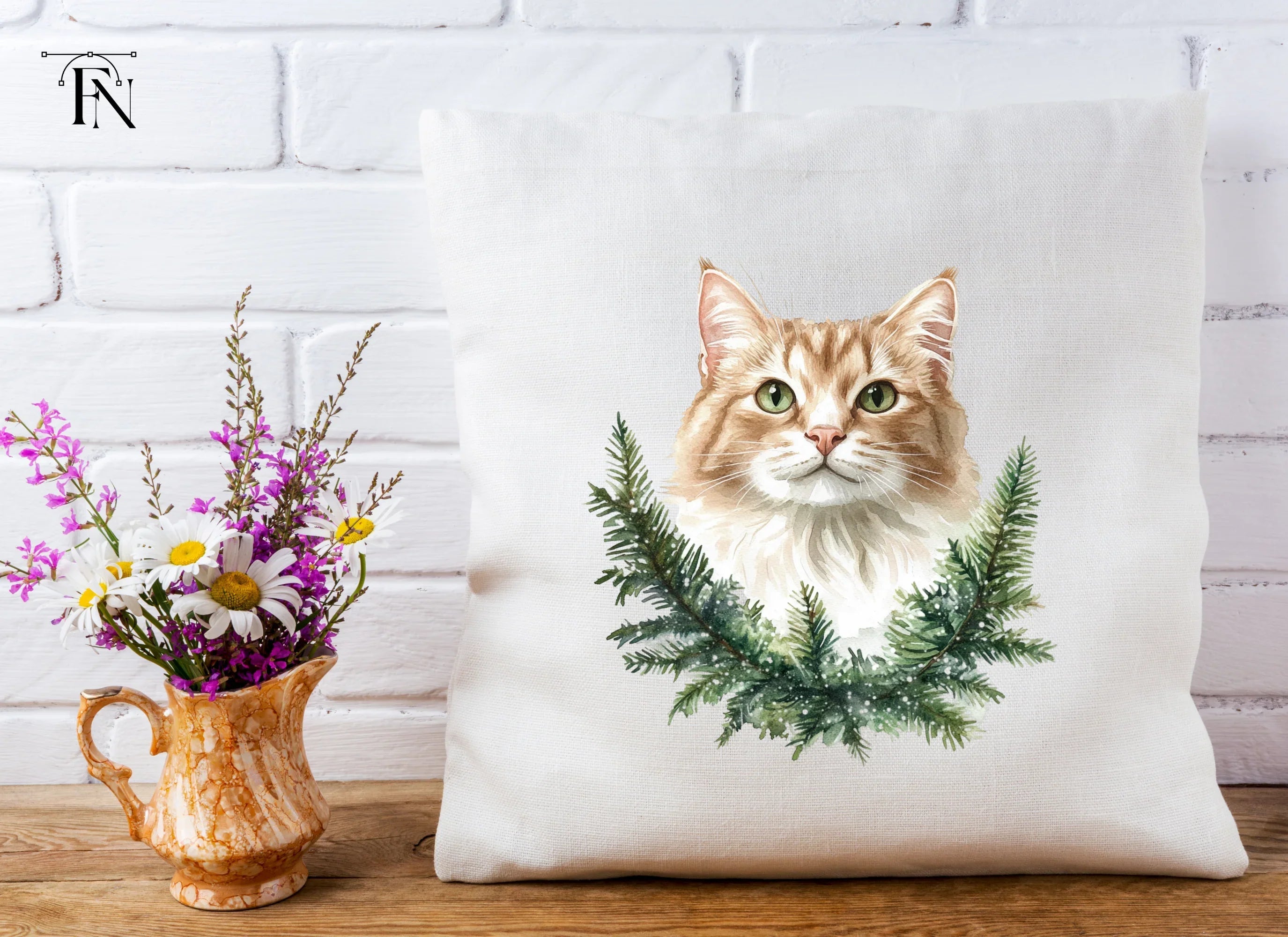 Cat Christmas Wreath Clipart Bundle