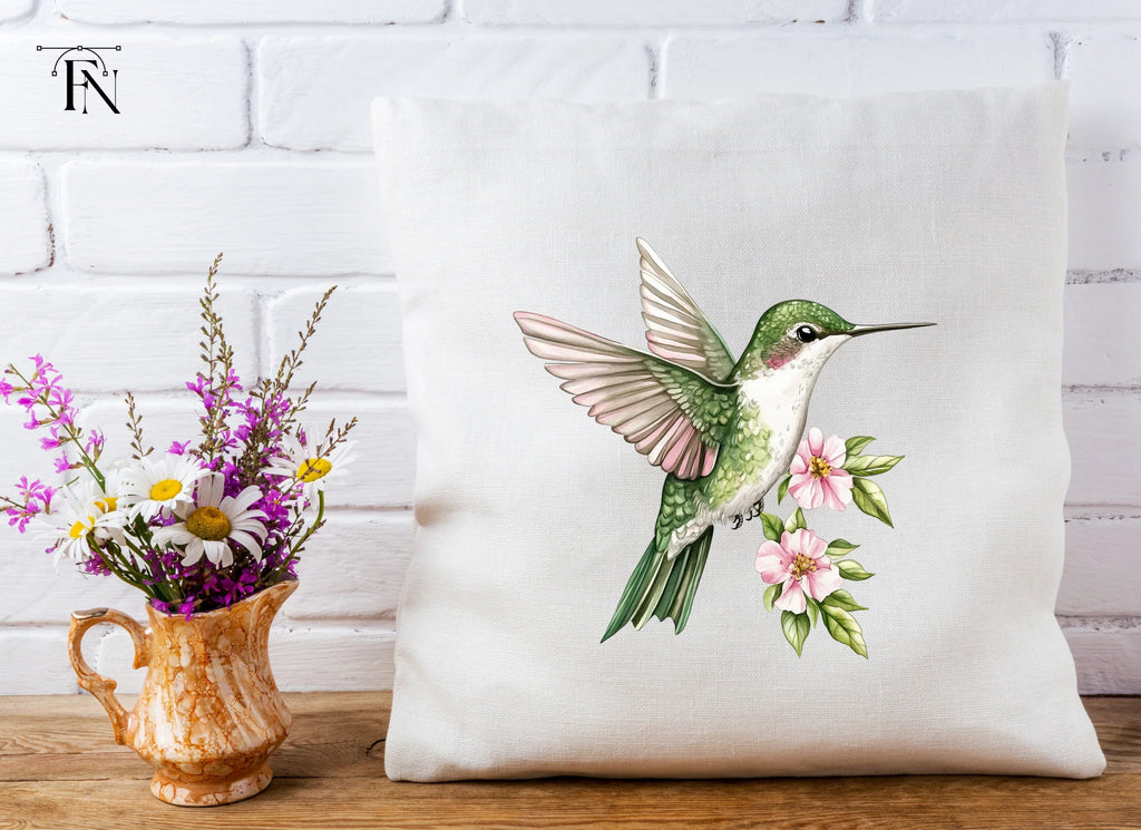 Hummingbird with Pink Flowers Clipart Bundle