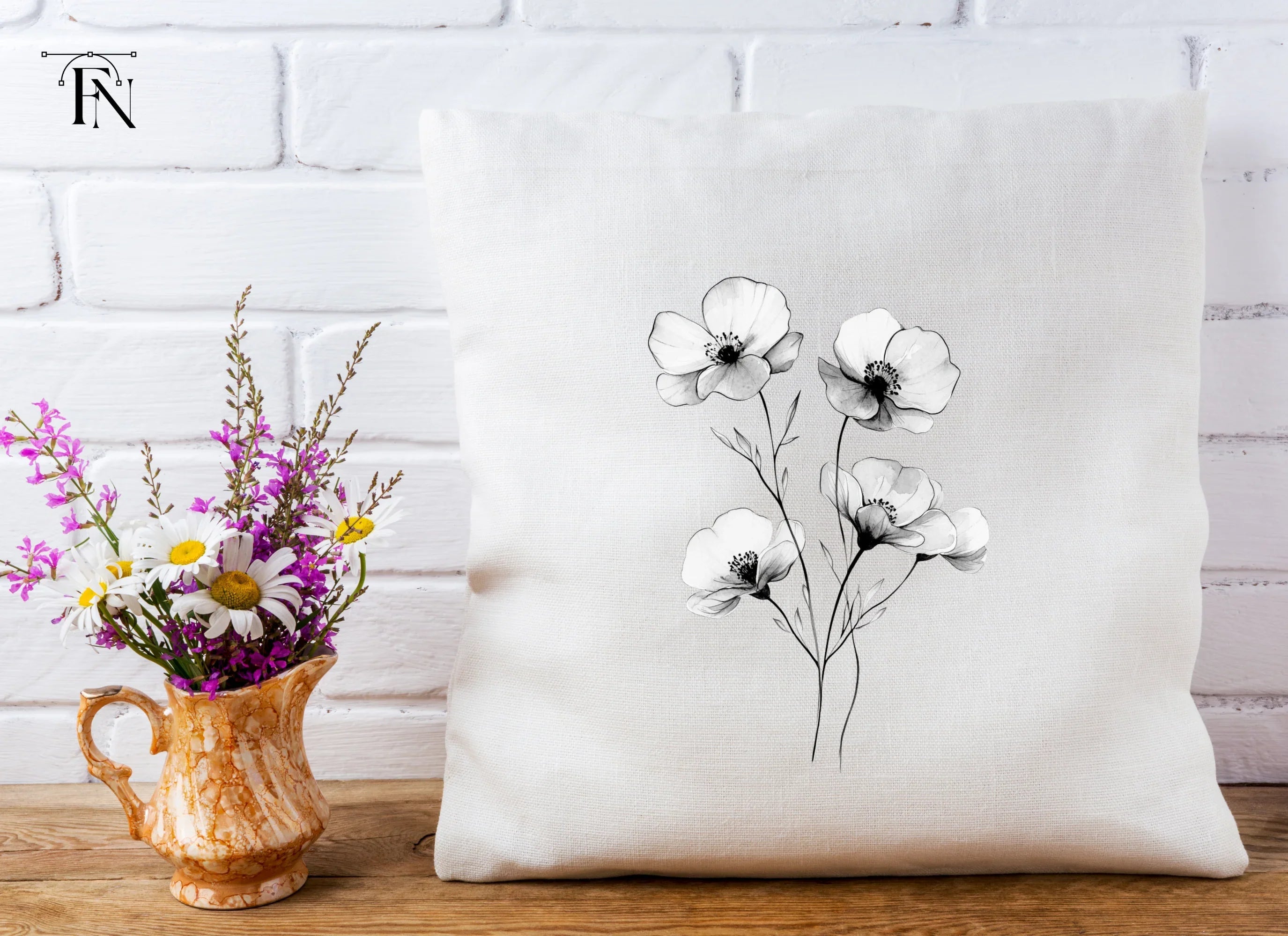 Elegant Black and White Floral Clipart Bundle