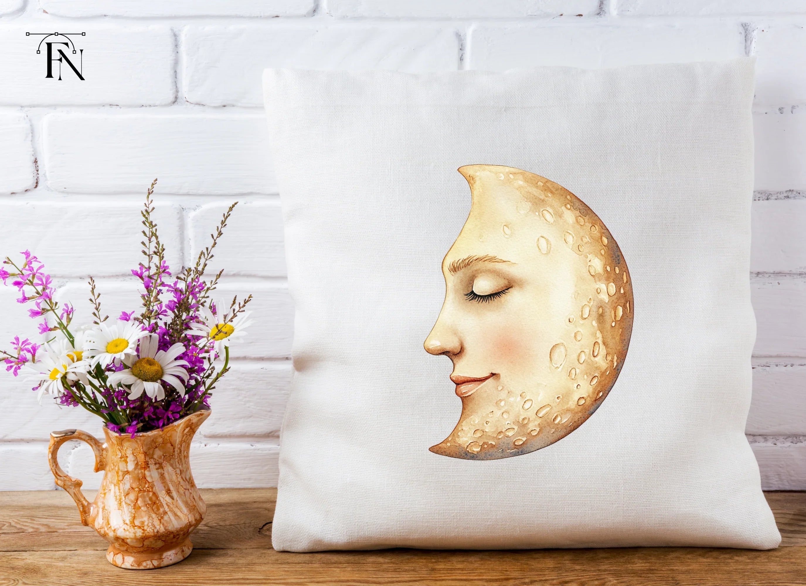 Sleeping Moon Face Clipart Bundle