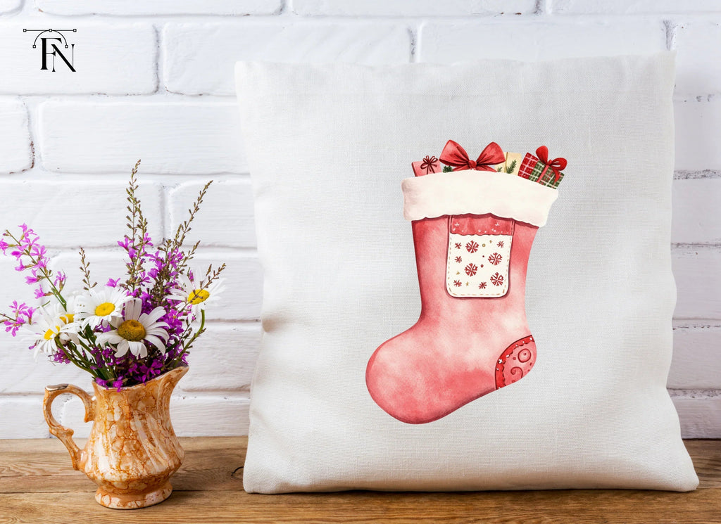 Red Christmas Stocking with Presents Clipart Bundle
