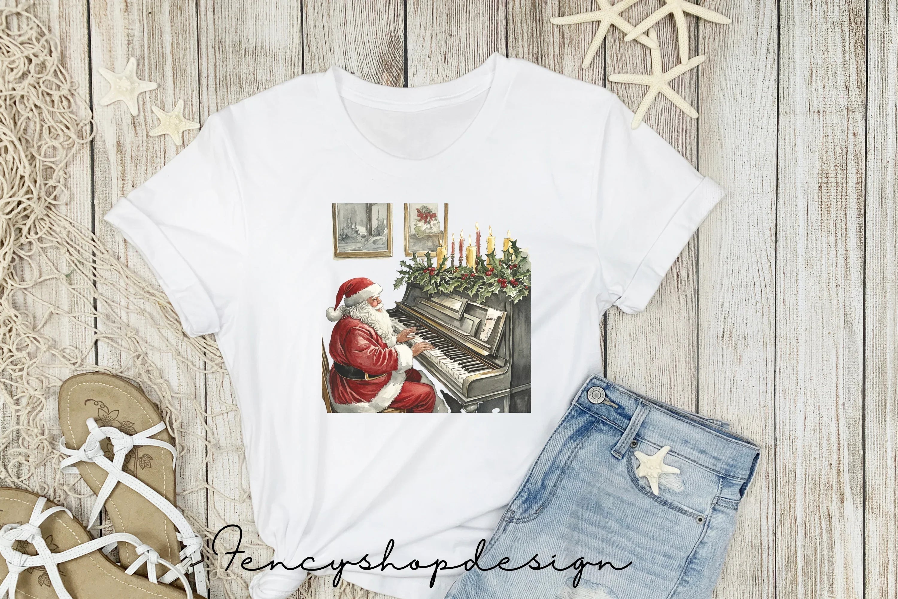 Rockstar Santa & Cozy Christmas Scene Clipart Bundle