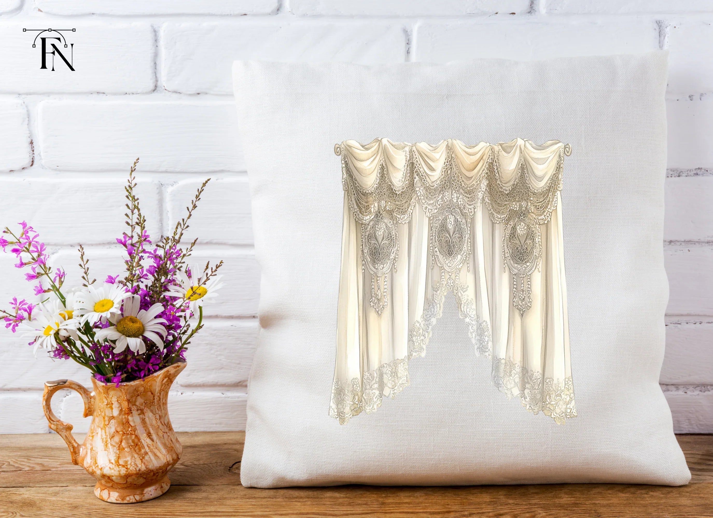 Elegant Lace Valance Curtain Clipart Bundle